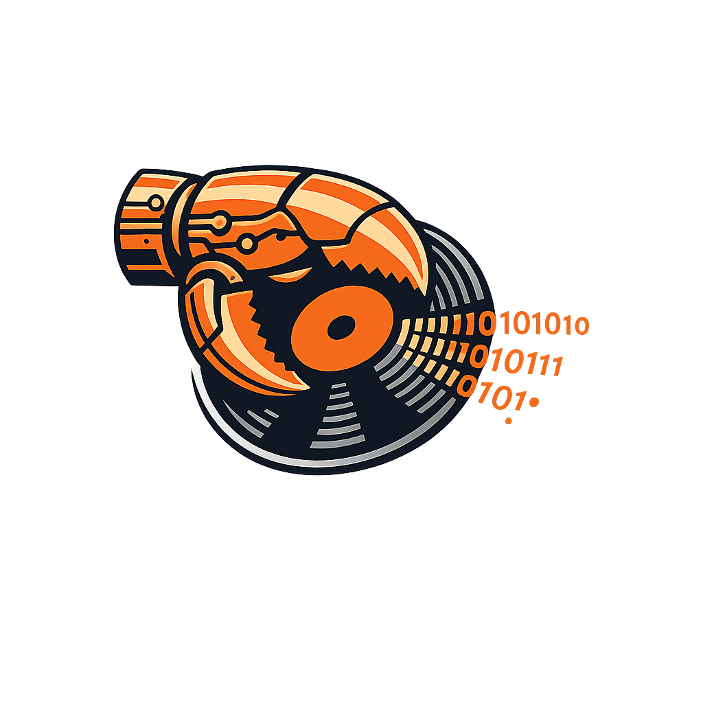 reklawdbox logo — a crab gripping a vinyl record